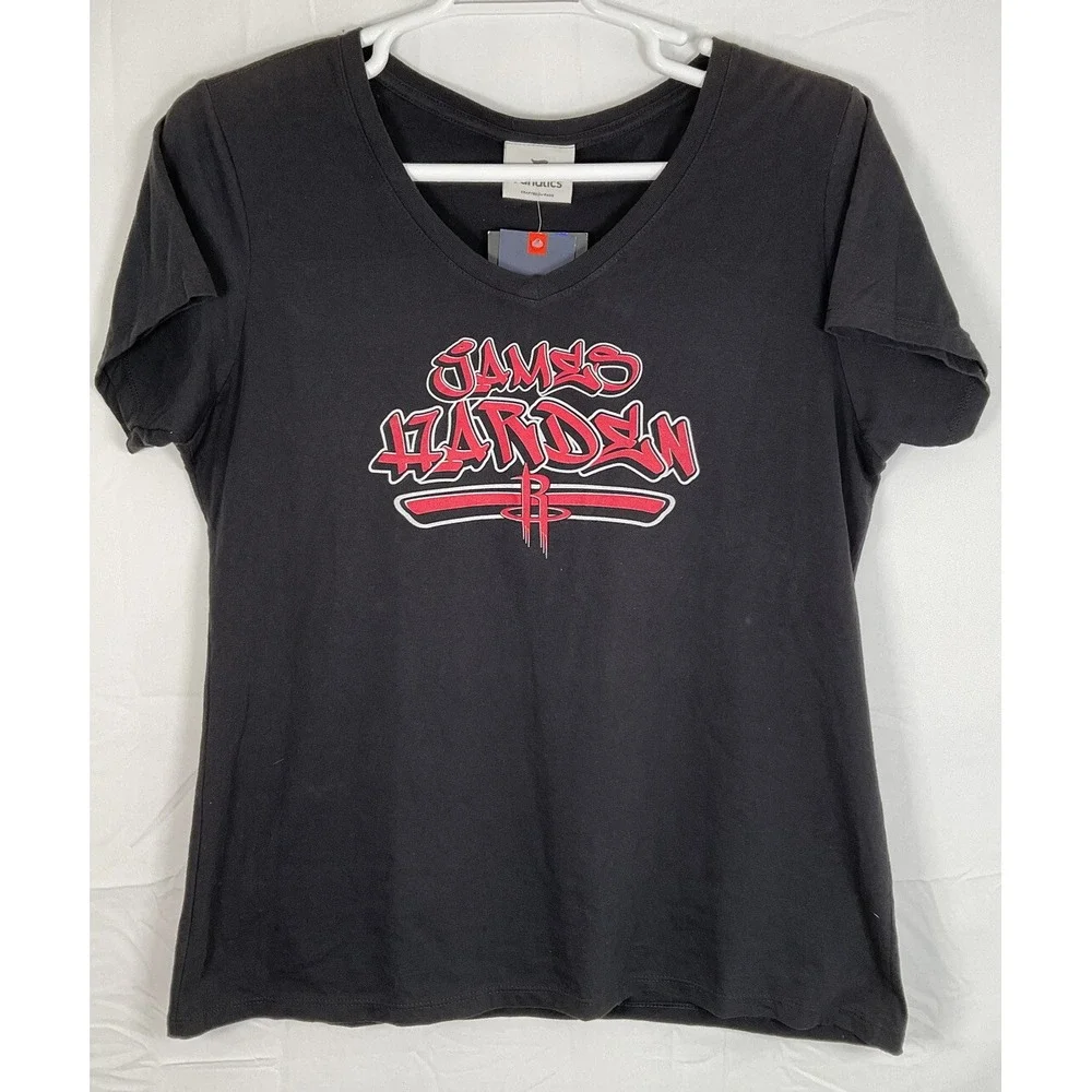 NWT Women's Fanatics Houston Rockets James Harden Black V-Neck T-Shirt‎ - XL